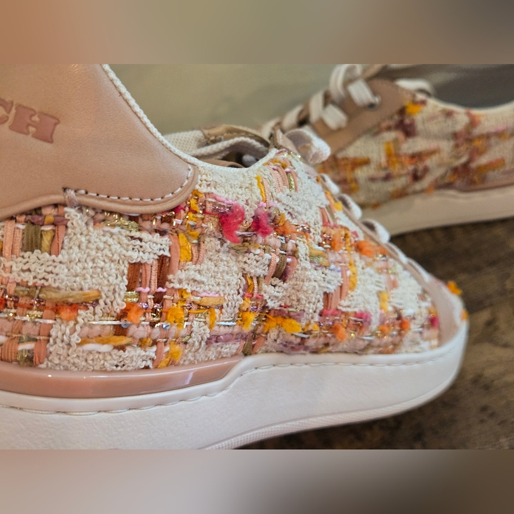 Coach Lowline Natural Multicolor Sneakers with Signature Tweed Pattern SIZE 11 - Picture 12 of 16